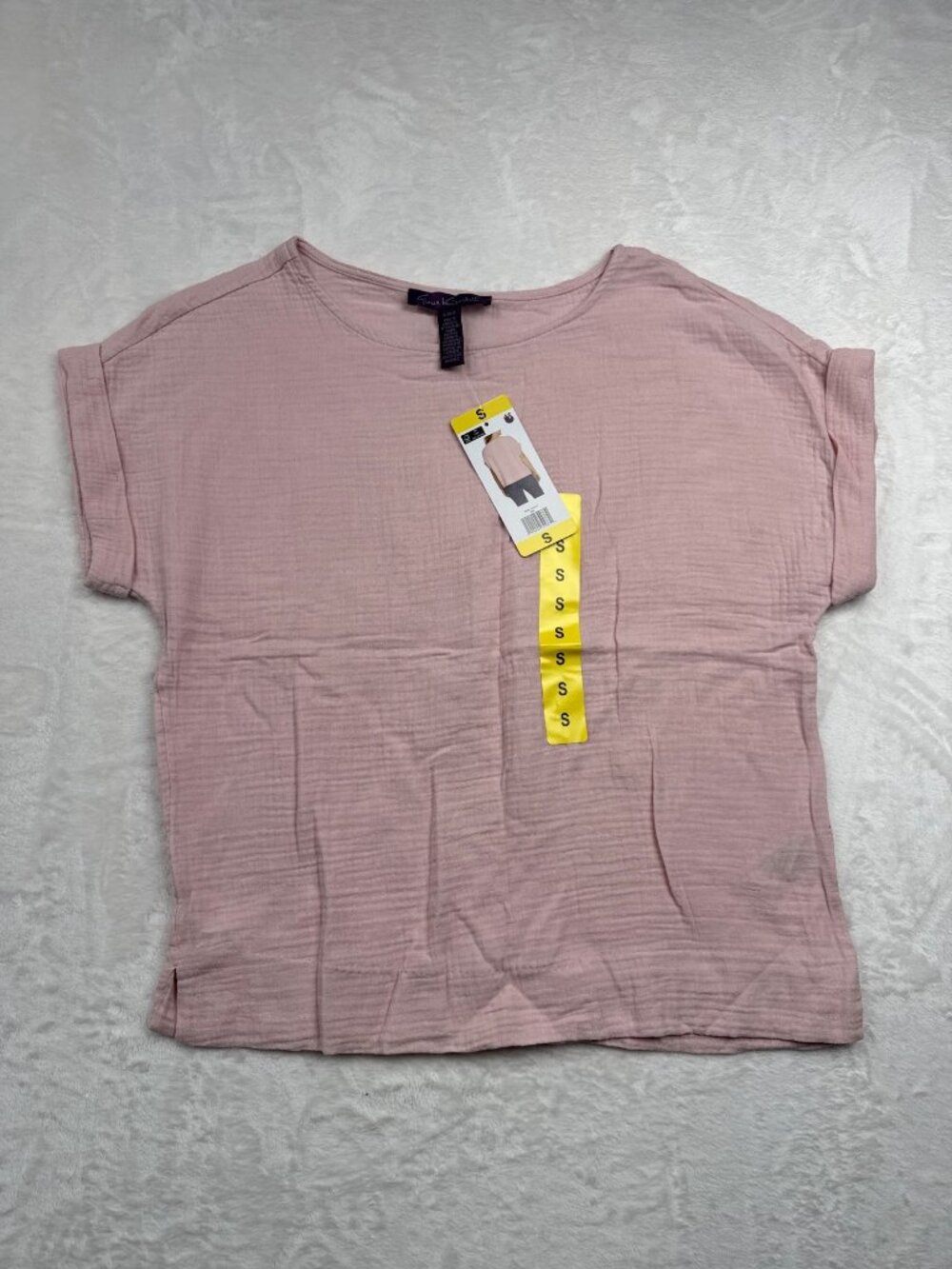 Gloria Vanderbilt Womens Pink Short-Sleeve Textured Top Size Small